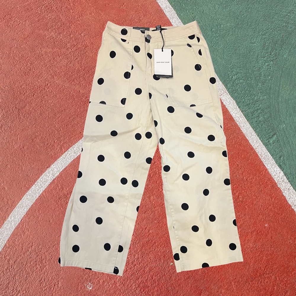 Who what wear polka dot high waisted wide leg jeans